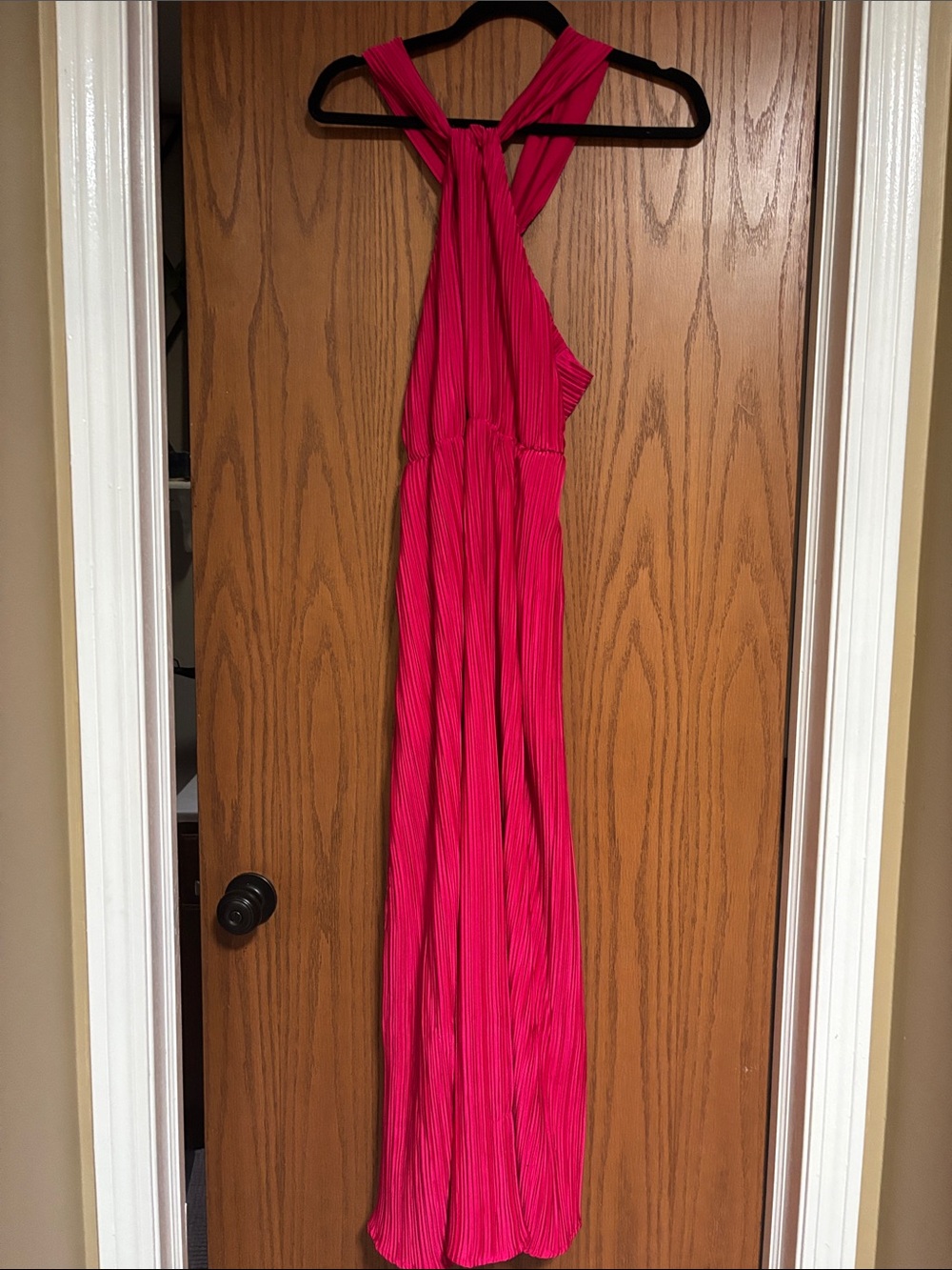 a new day Fuchsia Pleated Halter Maxi Dress